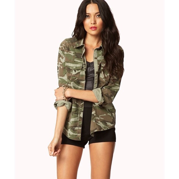 camo button up jacket